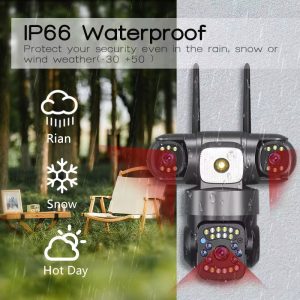 V380 Pro Three Lens Three Screen WiFi IP Camera HD 9MP Outdoor Waterproof Two Way Intercom Full Color Night Vision PTZ CCTV Security Camera - Image 5