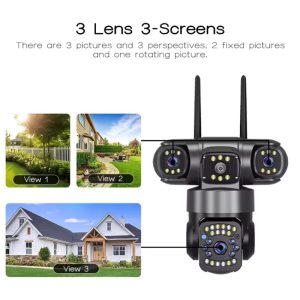 V380 Pro Three Lens Three Screen WiFi IP Camera HD 9MP Outdoor Waterproof Two Way Intercom Full Color Night Vision PTZ CCTV Security Camera - Image 7