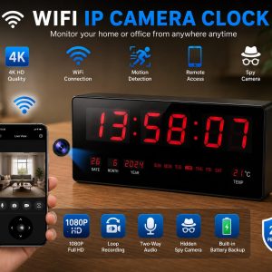 Digital Wall Clock IP Camera with Built-In Battery - Image 2