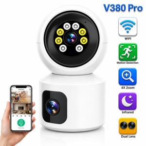 V380 Pro Dual Lens Wifi Ip Camera Night Vision Home Wifi IP Security Camera - Image 1