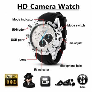 Watch Camera 32GB Night Vision FHD Voice with Video Recorder - Image 5